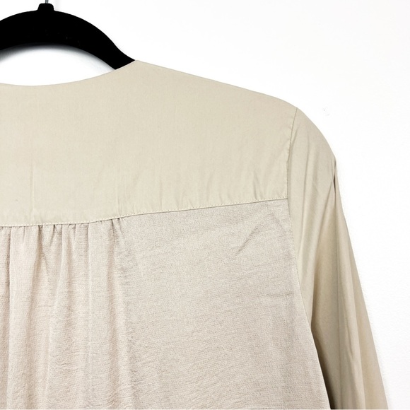 Zara Long Sleeve Beige Silky Dress with Waist Tie, Modal Blend - Picture 8 of 9